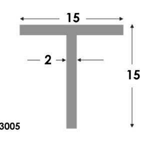 T-profiel 15x15x2.0 brute²