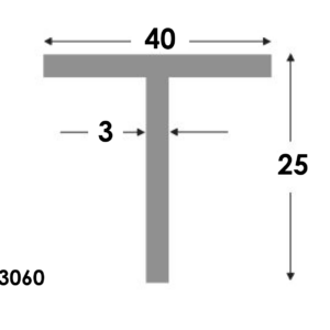 T-profiel 40x25x3.0 brute