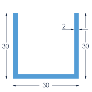 Aluminium U-profiel 30x30x30x2.0mm - Onbehandeld