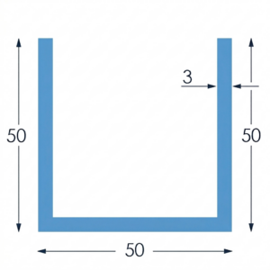 Aluminium U-profiel 50x50x50x3.0mm - Onbehandeld